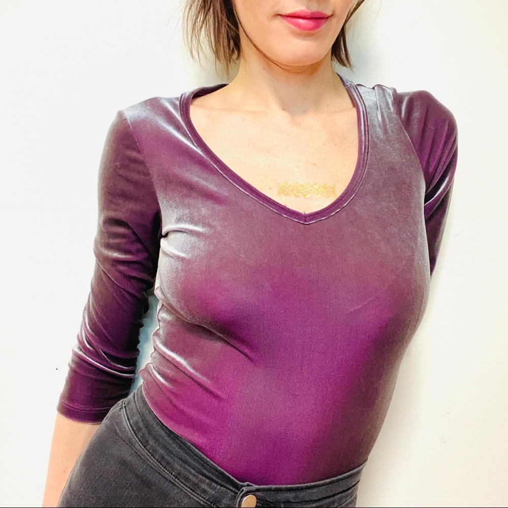 VNTAGE 90s/ Rampage Y2k Velvet 3/4 Sleeve Top